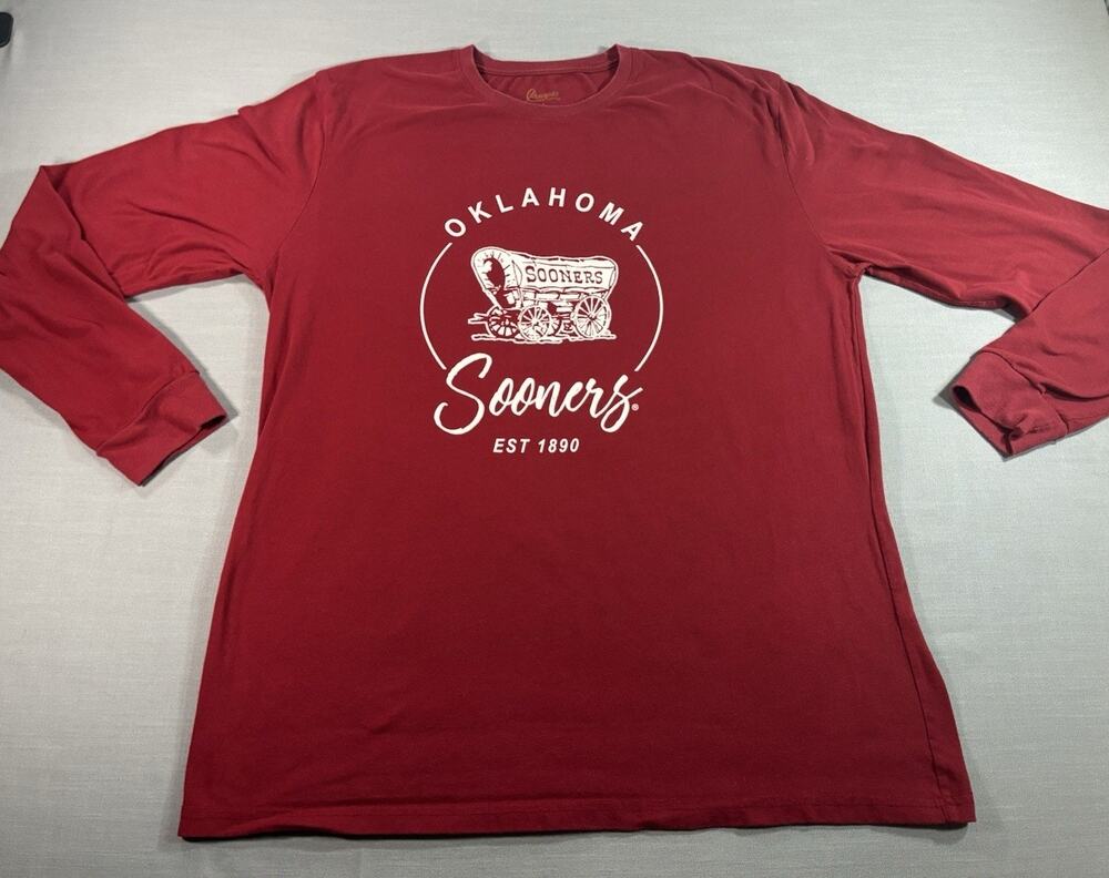 Oklahoma Sooners Long Sleeve T-Shirt Men's Large Crimson Football Graphic Tee